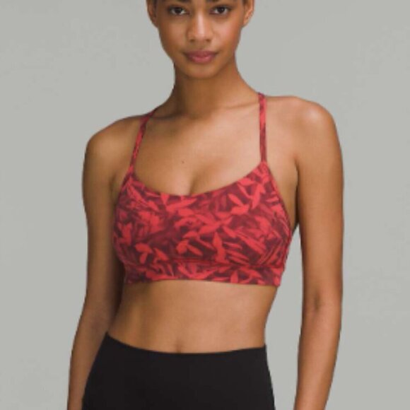 Lululemon Flow Y Nulu Bra in Spray Leaf Fireside Red Multi sz 8 - Picture 1 of 5